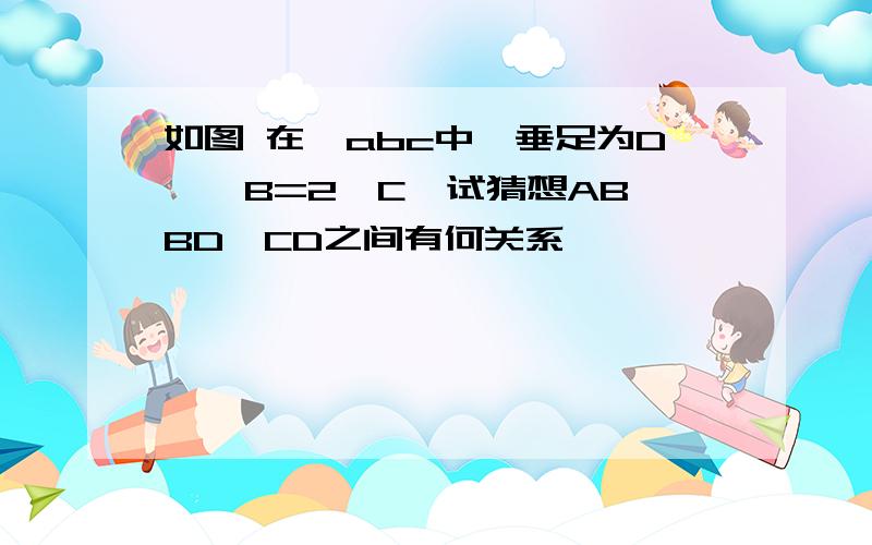 如图 在△abc中,垂足为D,∠B=2∠C,试猜想AB,BD,CD之间有何关系,