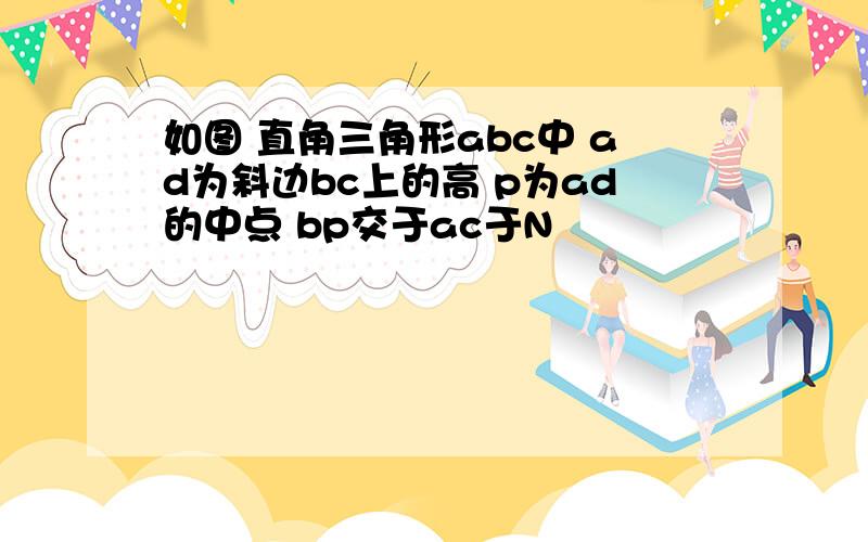 如图 直角三角形abc中 ad为斜边bc上的高 p为ad的中点 bp交于ac于N