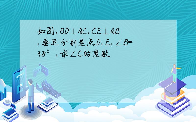 如图,BD⊥AC,CE⊥AB,垂足分别是点D,E,∠B=38°,求∠C的度数