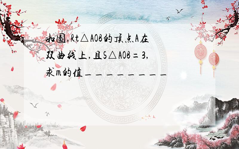 如图,Rt△AOB的顶点A在双曲线上,且S△AOB=3,求m的值________