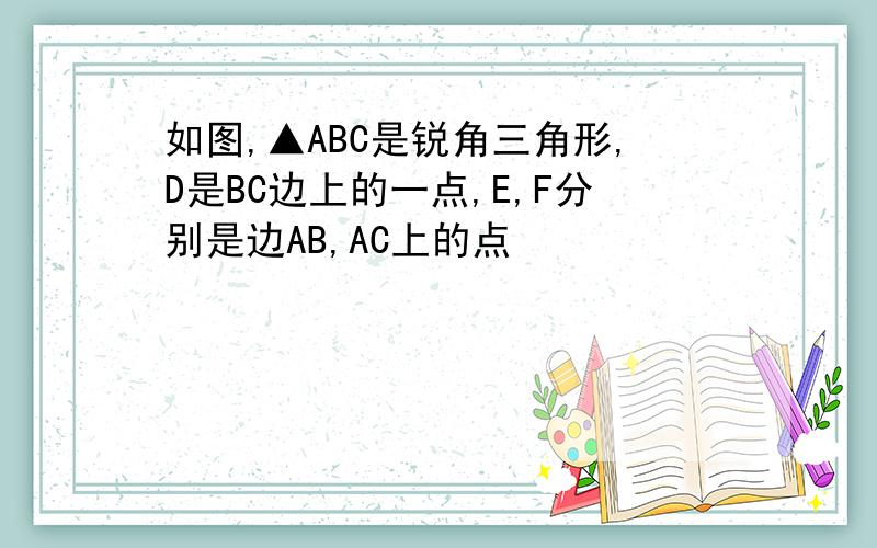 如图,▲ABC是锐角三角形,D是BC边上的一点,E,F分别是边AB,AC上的点