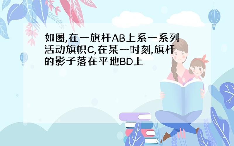 如图,在一旗杆AB上系一系列活动旗帜C,在某一时刻,旗杆的影子落在平地BD上