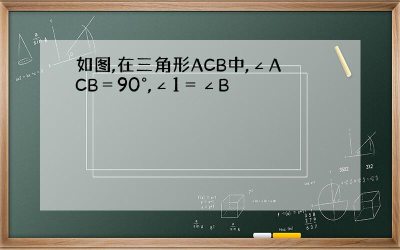 如图,在三角形ACB中,∠ACB＝90°,∠1＝∠B