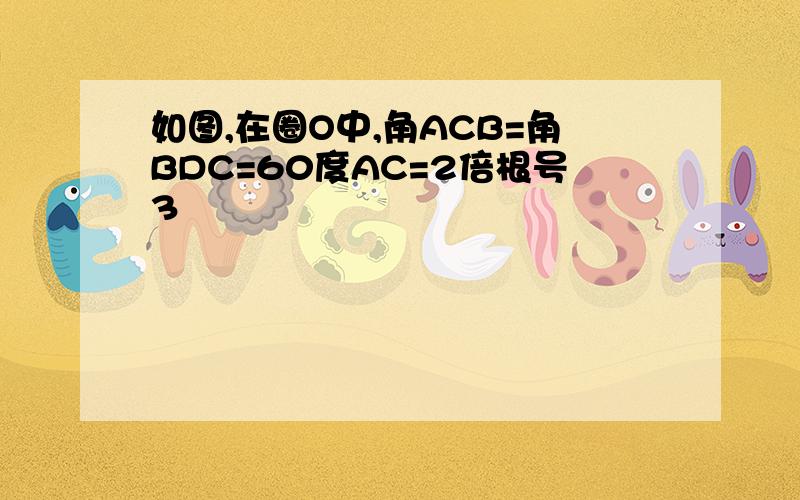 如图,在圈O中,角ACB=角BDC=60度AC=2倍根号3