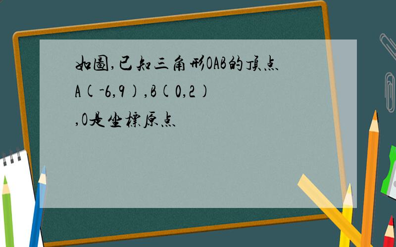 如图,已知三角形OAB的顶点A(-6,9),B(0,2),O是坐标原点