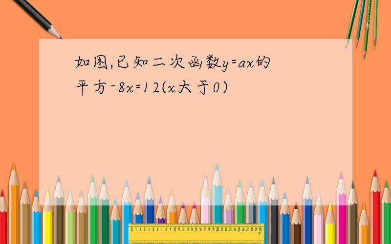 如图,已知二次函数y=ax的平方-8x=12(x大于0)