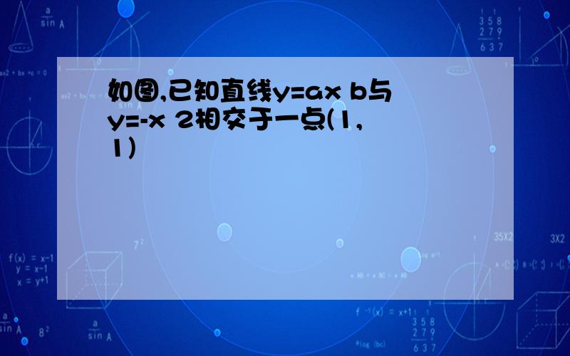 如图,已知直线y=ax b与y=-x 2相交于一点(1,1)