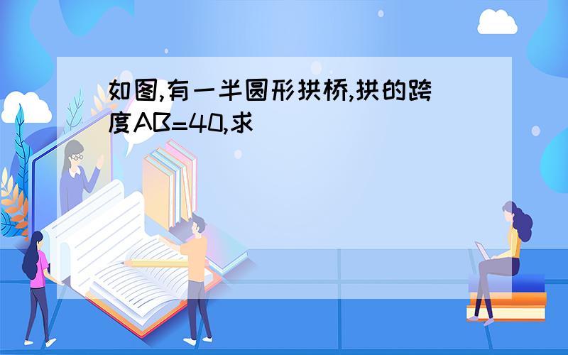 如图,有一半圆形拱桥,拱的跨度AB=40,求