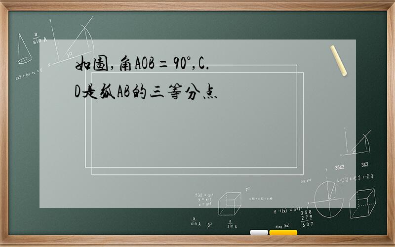 如图,角AOB=90°,C.D是弧AB的三等分点