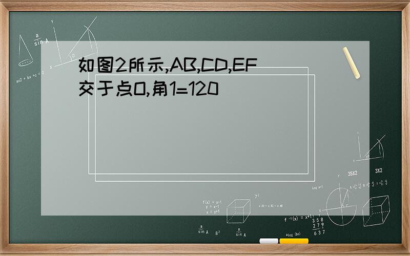 如图2所示,AB,CD,EF交于点O,角1=120