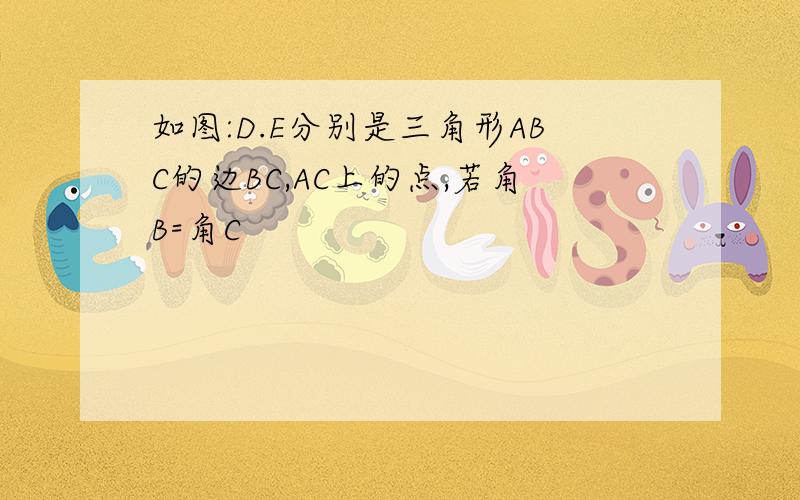 如图:D.E分别是三角形ABC的边BC,AC上的点,若角B=角C