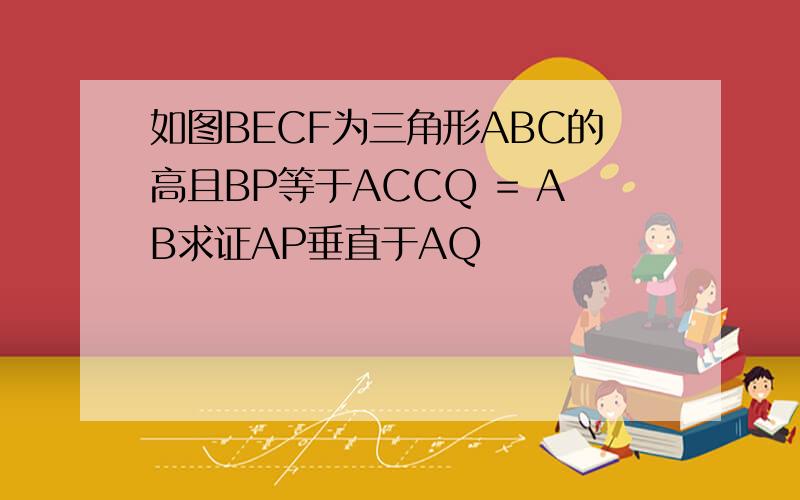 如图BECF为三角形ABC的高且BP等于ACCQ = AB求证AP垂直于AQ