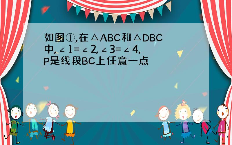 如图①,在△ABC和△DBC中,∠1=∠2,∠3=∠4,P是线段BC上任意一点