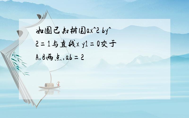 如图已知椭圆ax^2 by^2=1与直线x y1=0交于A,B两点,ab=2