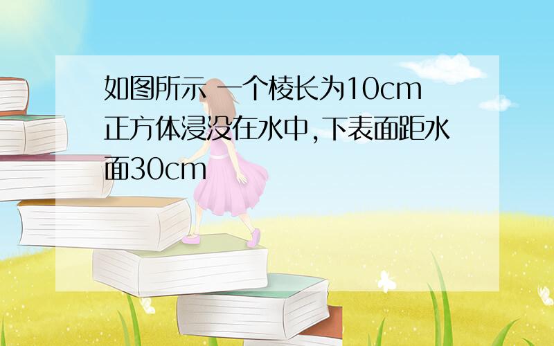 如图所示 一个棱长为10cm正方体浸没在水中,下表面距水面30cm