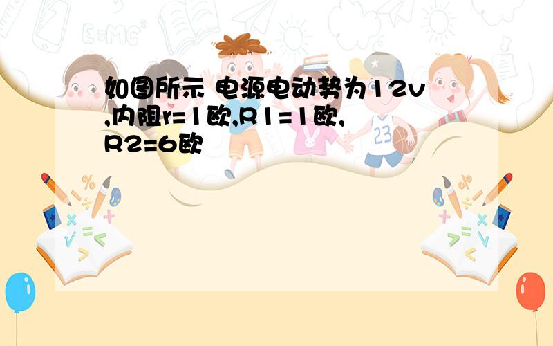 如图所示 电源电动势为12v,内阻r=1欧,R1=1欧,R2=6欧