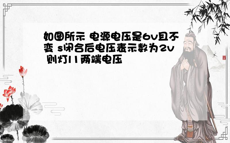 如图所示 电源电压是6v且不变 s闭合后电压表示数为2v 则灯l1两端电压