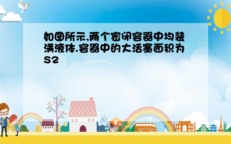 如图所示,两个密闭容器中均装满液体.容器中的大活塞面积为S2