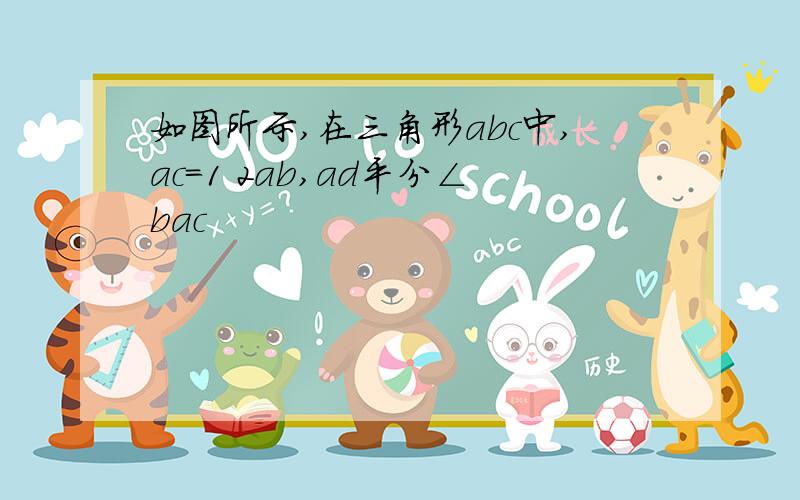 如图所示,在三角形abc中,ac=1 2ab,ad平分∠bac