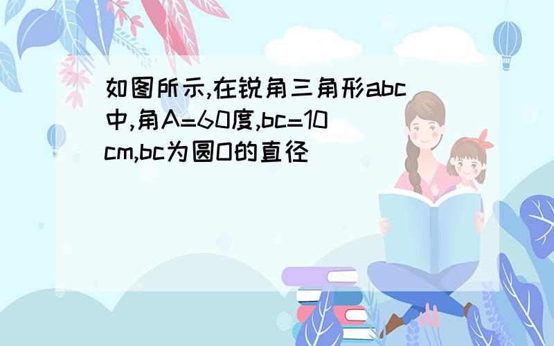 如图所示,在锐角三角形abc中,角A=60度,bc=10cm,bc为圆O的直径