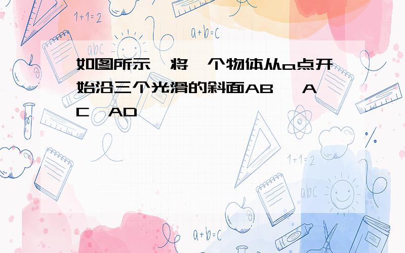 如图所示,将一个物体从a点开始沿三个光滑的斜面AB ,AC,AD