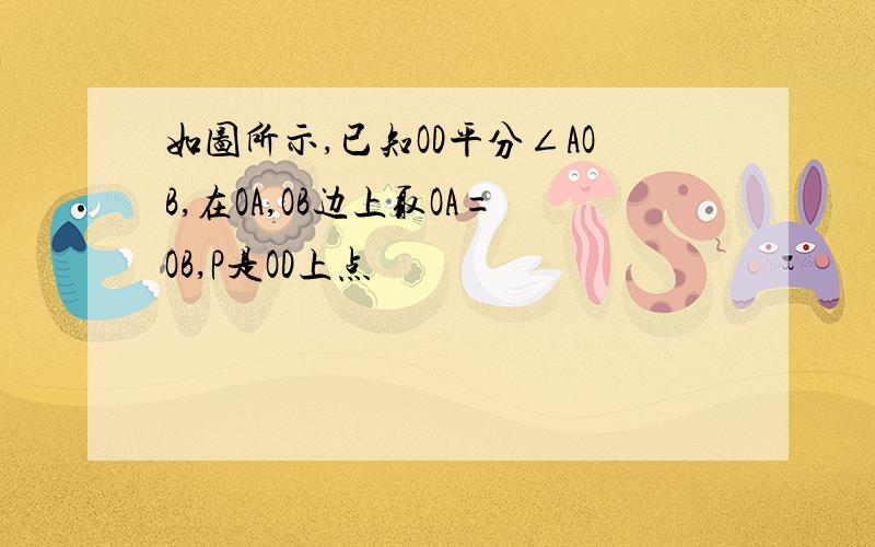 如图所示,已知OD平分∠AOB,在OA,OB边上取OA=OB,P是OD上点