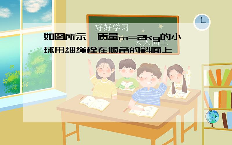 如图所示,质量m=2kg的小球用细绳栓在倾角的斜面上