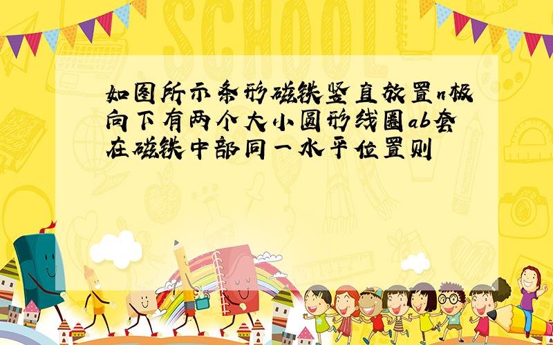 如图所示条形磁铁竖直放置n极向下有两个大小圆形线圈ab套在磁铁中部同一水平位置则