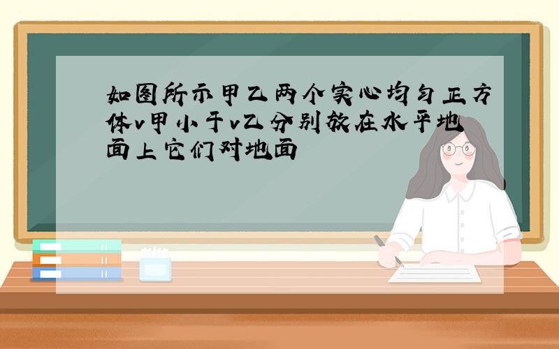 如图所示甲乙两个实心均匀正方体v甲小于v乙分别放在水平地面上它们对地面