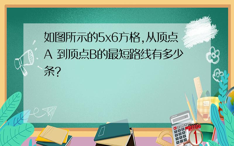 如图所示的5x6方格,从顶点A 到顶点B的最短路线有多少条?