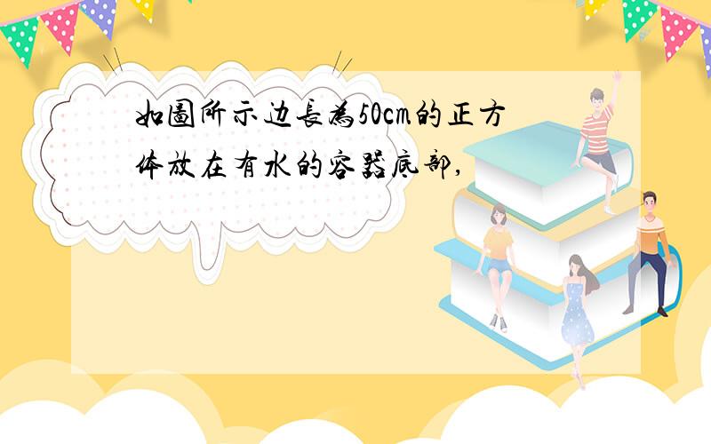 如图所示边长为50cm的正方体放在有水的容器底部,