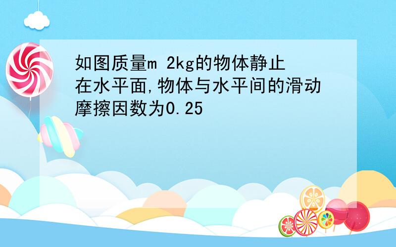 如图质量m 2kg的物体静止在水平面,物体与水平间的滑动摩擦因数为0.25