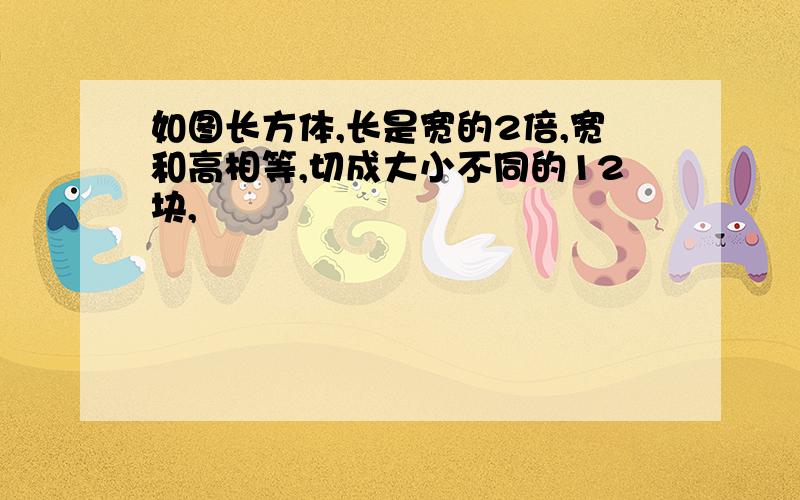 如图长方体,长是宽的2倍,宽和高相等,切成大小不同的12块,