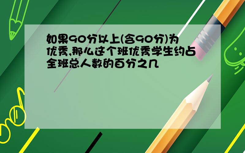 如果90分以上(含90分)为优秀,那么这个班优秀学生约占全班总人数的百分之几