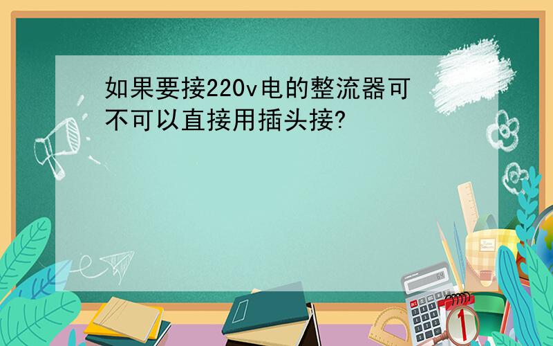 如果要接220v电的整流器可不可以直接用插头接?