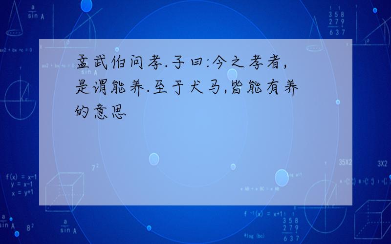 孟武伯问孝.子曰:今之孝者,是谓能养.至于犬马,皆能有养的意思