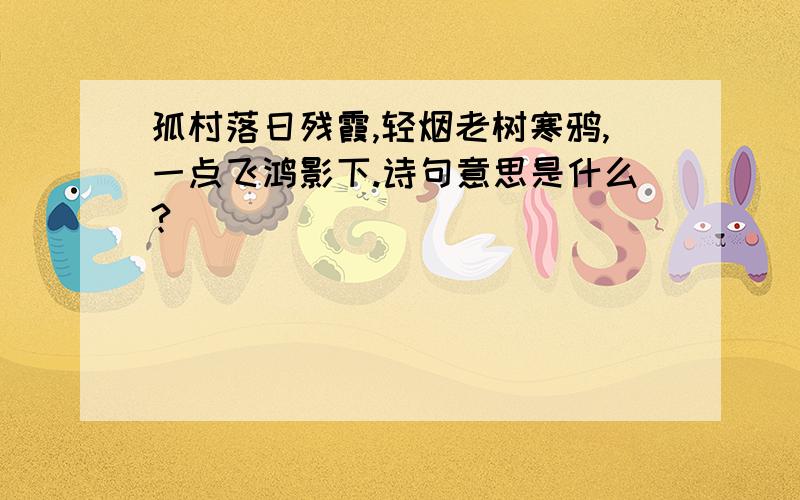 孤村落日残霞,轻烟老树寒鸦,一点飞鸿影下.诗句意思是什么?