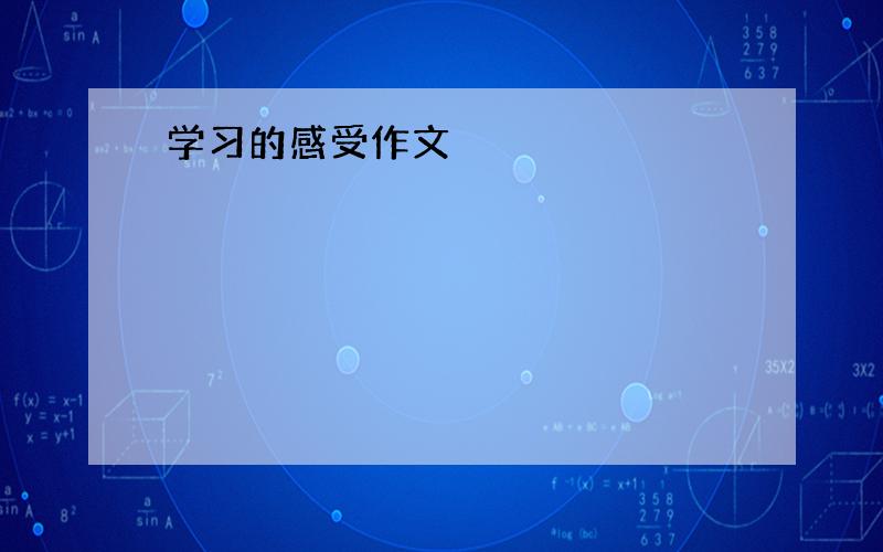 学习的感受作文