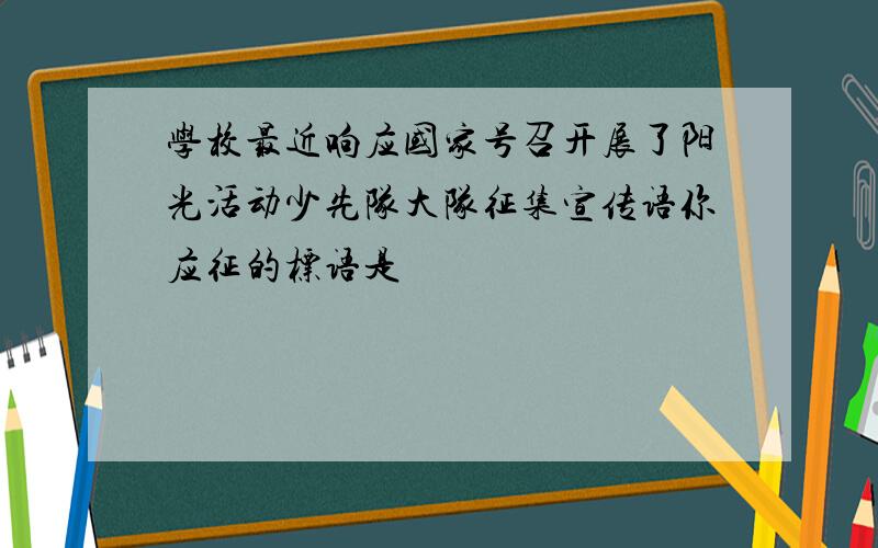 学校最近响应国家号召开展了阳光活动少先队大队征集宣传语你应征的标语是