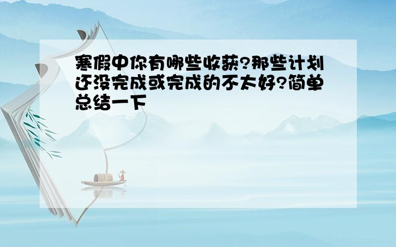 寒假中你有哪些收获?那些计划还没完成或完成的不太好?简单总结一下