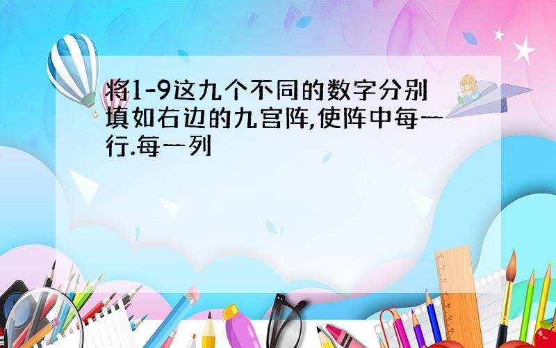 将1-9这九个不同的数字分别填如右边的九宫阵,使阵中每一行.每一列