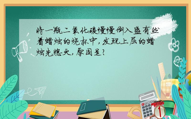 将一瓶二氧化碳慢慢倒入盛有然着蜡烛的烧杯中,发现上层的蜡烛先熄灭,原因是?