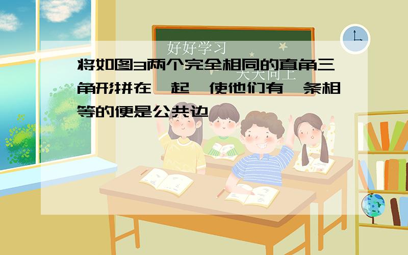 将如图3两个完全相同的直角三角形拼在一起,使他们有一条相等的便是公共边