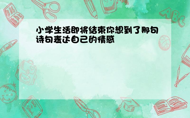 小学生活即将结束你想到了那句诗句表达自己的情感