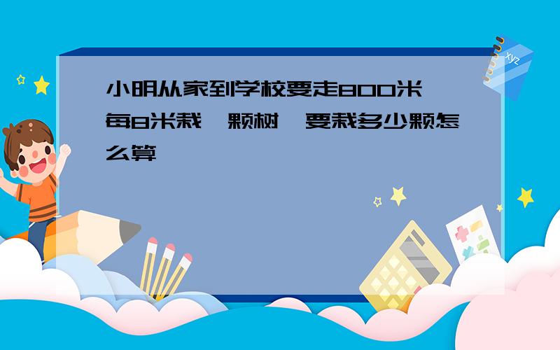 小明从家到学校要走800米,每8米栽一颗树,要栽多少颗怎么算