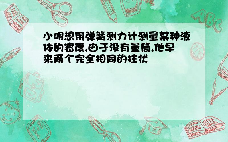 小明想用弹簧测力计测量某种液体的密度,由于没有量筒,他早来两个完全相同的柱状