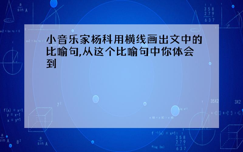 小音乐家杨科用横线画出文中的比喻句,从这个比喻句中你体会到