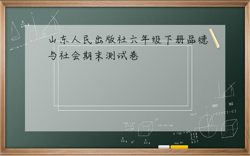 山东人民出版社六年级下册品德与社会期末测试卷