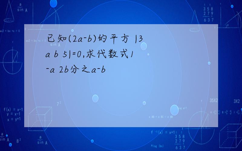 已知(2a-b)的平方 |3a b 5|=0,求代数式1-a 2b分之a-b