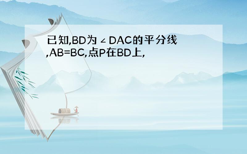 已知,BD为∠DAC的平分线,AB=BC,点P在BD上,